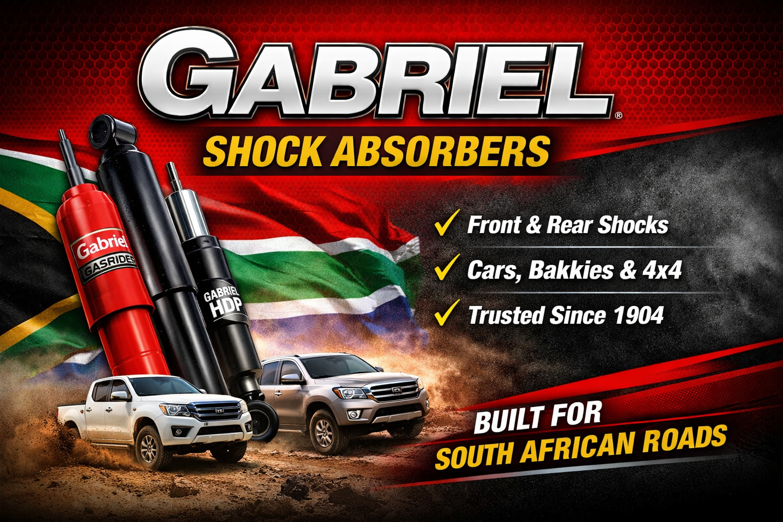 Gabriel Shock Absorbers Collection Banner For Front And Rear Shocks In South Africa For Cars Bakkies And 4x4