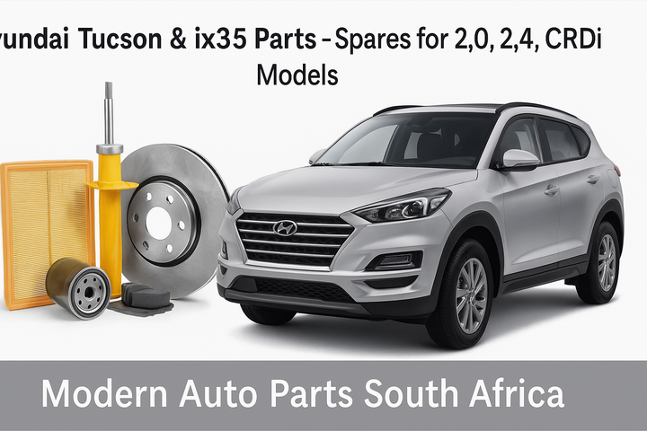 Hyundai Tucson and ix35 SUV with air filter, oil filter, brake disc, and shock absorber – available at Modern Auto Parts South Africa