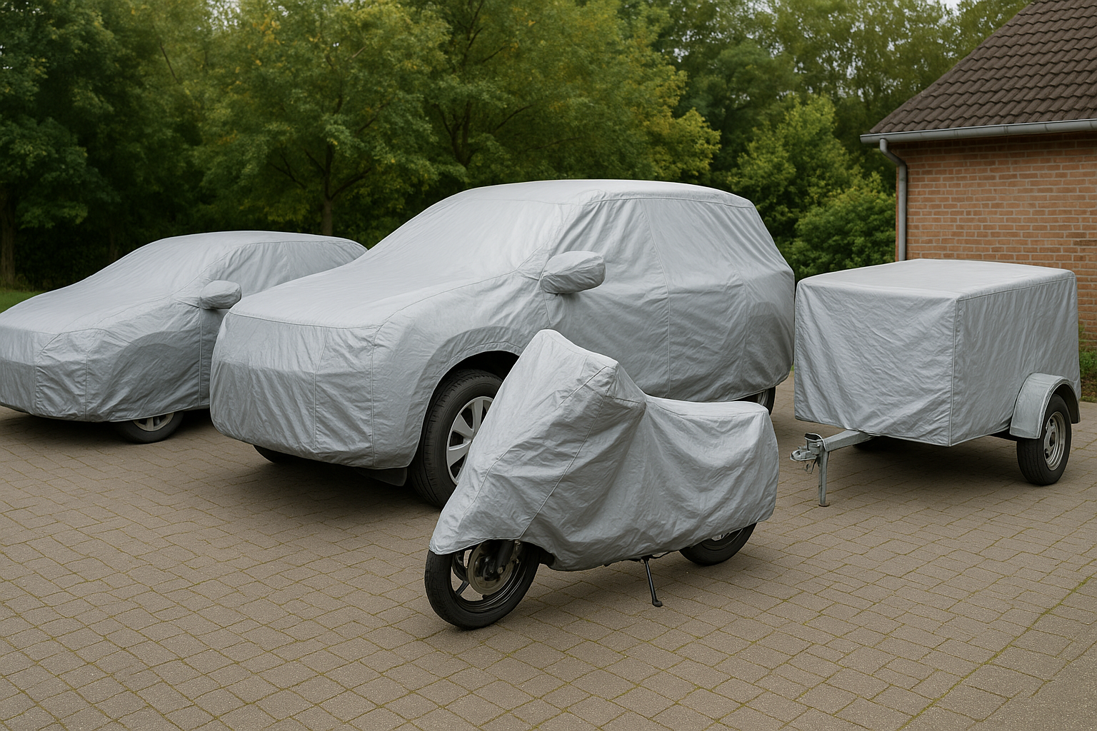 Car, SUV, Motorcycle, and Trailer Covers – All Vehicles Fully Covered with Waterproof Outdoor Protection