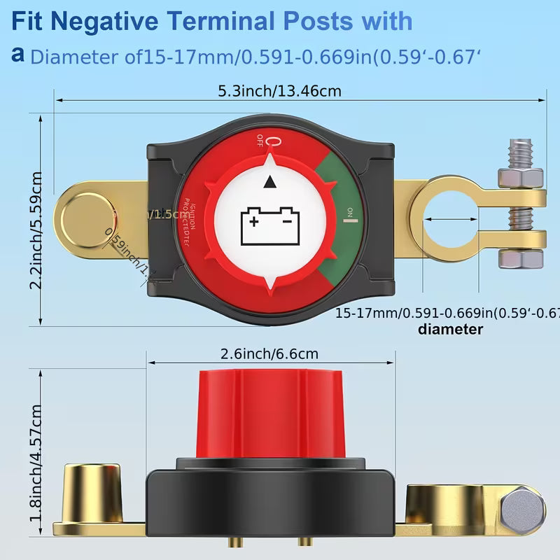 Top Battery Disconnect Switch Negative Terminal On/Off 1000A BDC1000