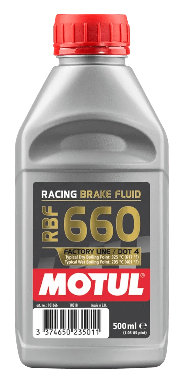 Motul Rbf 660 Factory Line 500ml Brake Fluid 101666 oil bottle, high-performance synthetic motor oil designed for fuel efficiency and engine protection.