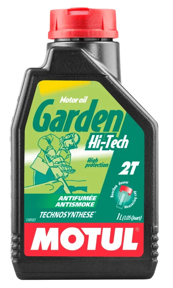 Motul Garden 2T Hi Tech 1L Gardening & Agri 102799 oil bottle, high-performance synthetic motor oil designed for fuel efficiency and engine protection.