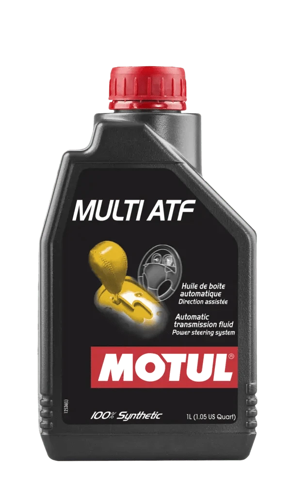 Motul Multi Atf 1L Gear And Transmission 105784 oil bottle, high-performance synthetic motor oil designed for fuel efficiency and engine protection.