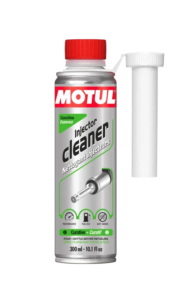 Motul Injector Cleaner Gasoline 300ml Additive 107809 oil bottle, high-performance synthetic motor oil designed for fuel efficiency and engine protection.