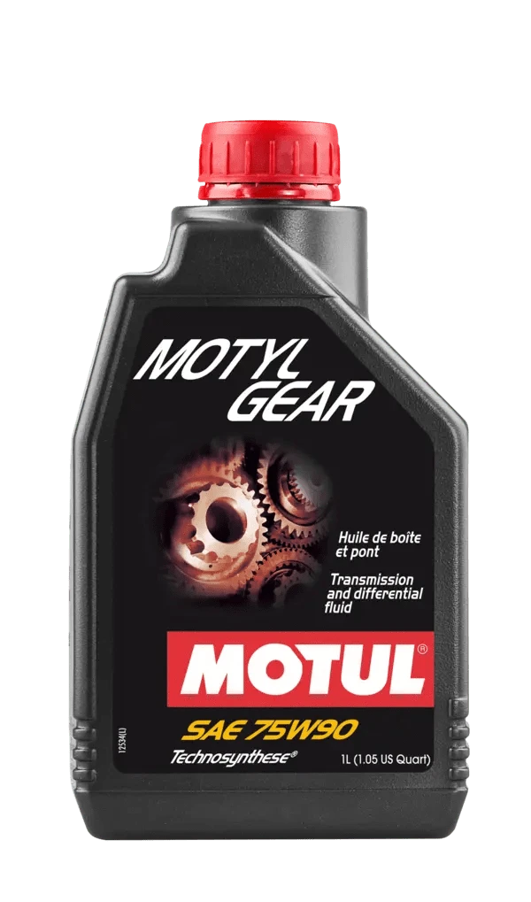 Motul Motylgear 75W90 1L Gear And Transmission 109055 oil bottle, high-performance synthetic motor oil designed for fuel efficiency and engine protection.