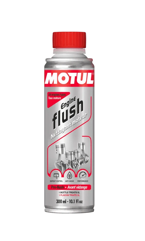 Motul Engine Flush 300ml Fr Additive 110792 oil bottle, high-performance synthetic motor oil designed for fuel efficiency and engine protection.