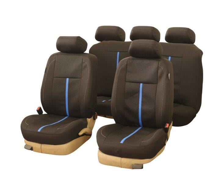 Woven jacquard 9-piece car seat cover set black/blue – universal fit SA494