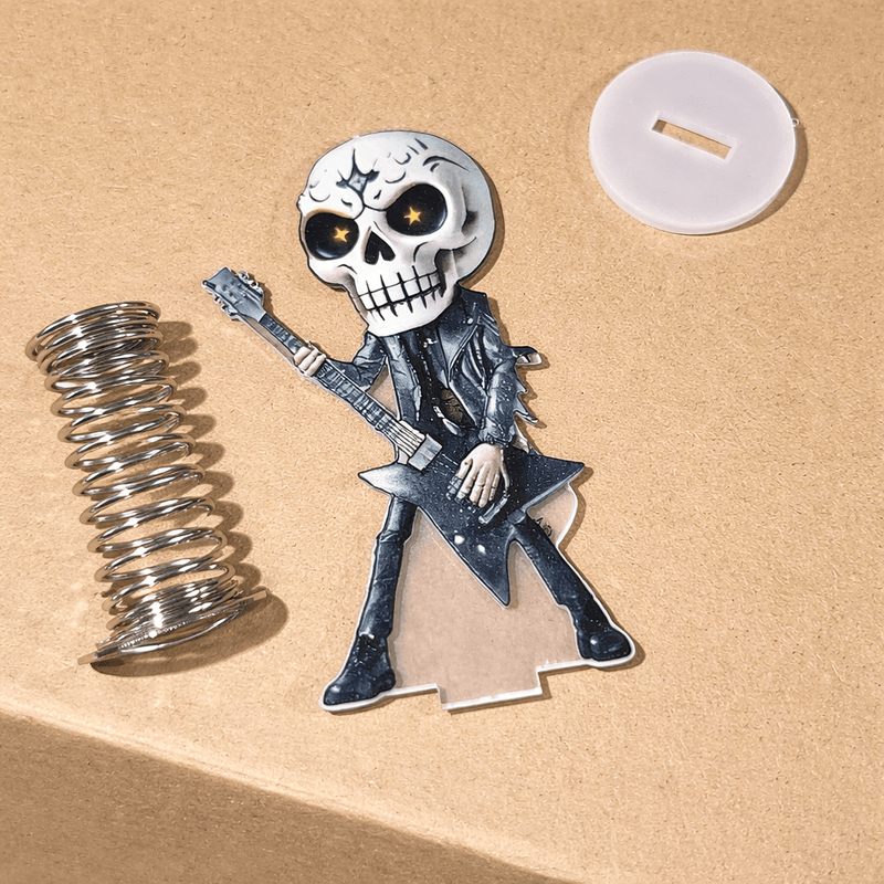 2D Rockstar Skull Guitar Dashboard Wobbler Flat Print Components Shown DL3874528