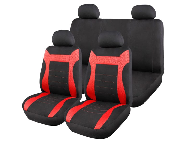 Monaco 11-piece car seat cover set red/black – universal fit SA93