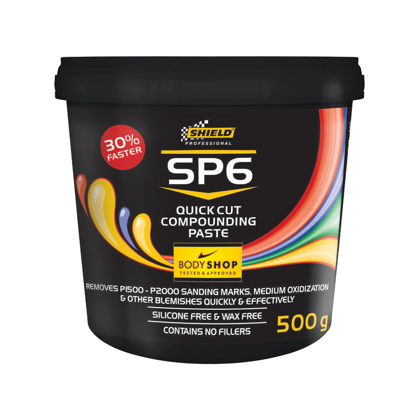 Shield SP6 Quick Cut Compounding Paste 500g Removes P1500-P2000 Marks Silicone & Wax Free No Fillers SH837