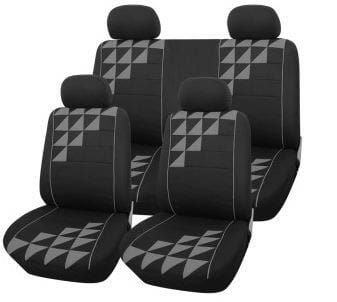 Grey triangle pattern 10-piece car seat cover set – universal fit SA68