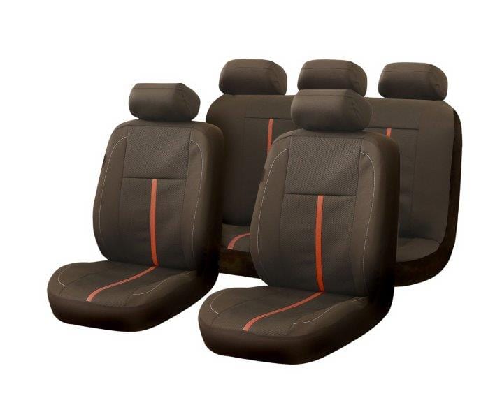 Woven jacquard 9-piece car seat cover set black/brown – universal fit SA493