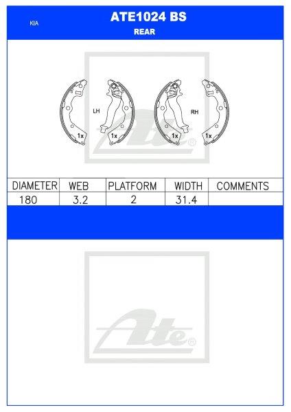 I-Kia Picanto ne-Sonet – I-Rear Brake Shoes (ATE1024BS)
