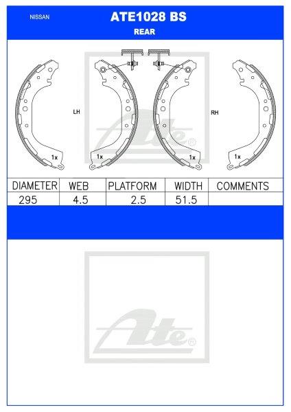 I-Nissan NP300 kanye ne-Hardbody - I-Rear Brake Shoes (ATE1028BS)