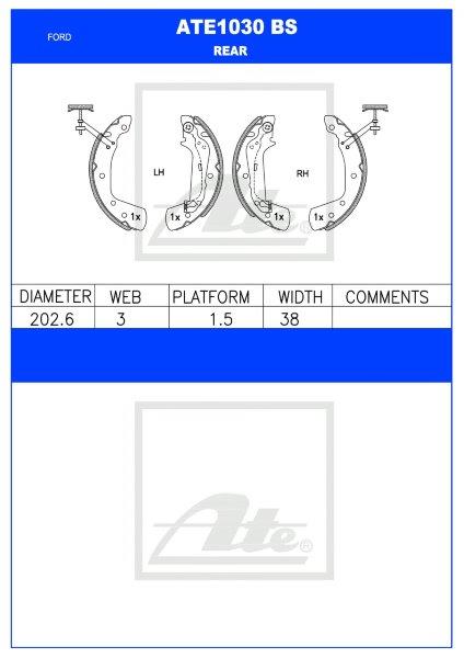 I-Ford Fiesta ne-Figo - I-Rear Brake Shoes (ATE1030BS)