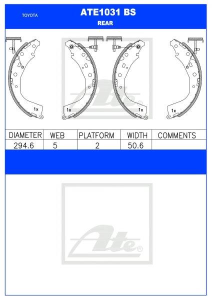 Toyota Hilux 3.0 D 4x4, Hiace, Quantum Rear Brake Shoe β ATE1031BS