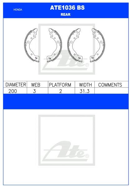 I-Honda Ballade, Jazz, Mobilio – Rear Brake Shoes (ATE1036BS)