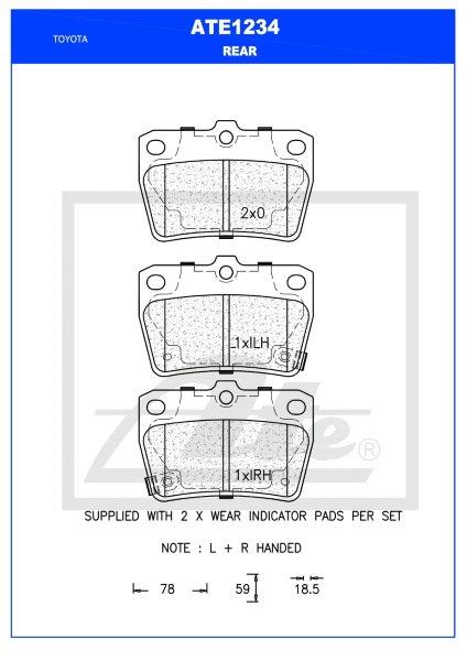 ATE1234 Rear Brake Pads for Chery Tiggo and Toyota RAV4