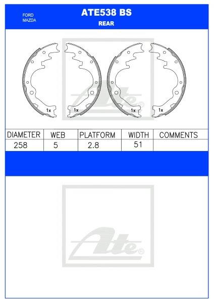 Ford Ranger, Mazda Drifter – Rear Brake Shoes (ATE538BS)