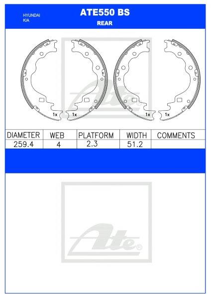 I-Hyundai H100, i-Kia K2700 – I-Rear Brake Shoes (ATE550BS)