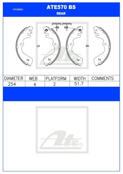 I-Hyundai H100 Bakkie 2.5 / 2.6 – Rear Brake Shoes (ATE570BS)