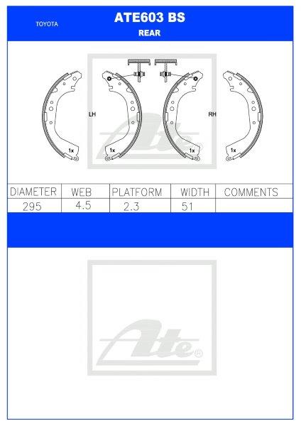 Toyota Hilux 2.4/3.0 4x4, Hiace, Quantum Rear Brake Shoe – ATE603BS