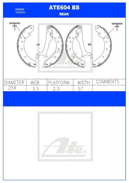 Isuzu KB, Nissan NP300, Hilux – Rear Brake Shoes (ATE604BS)