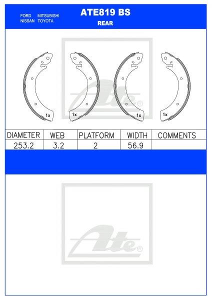 IHyundai H100, Nissan Hardbody, Ssangyong – Rear Brake Shoes (ATE819BS)
