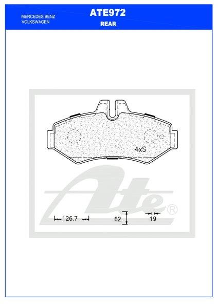 ATE972 Rear Brake Pads for Mercedes G-Class. Sprinter. and VW LT