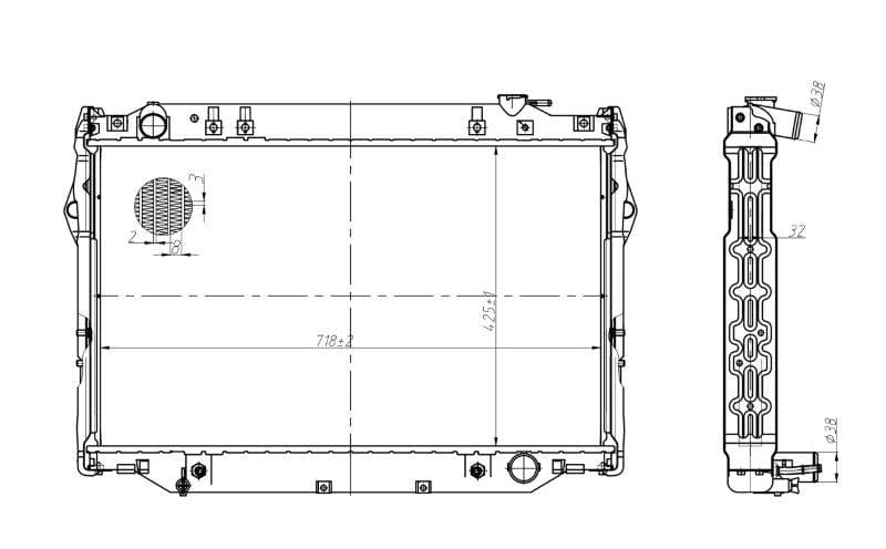 Radiator vir Toyota Land Cruiser 4.2D – 1HZ – Outomaties – Lugversorgingstoerusting – 1998–2007