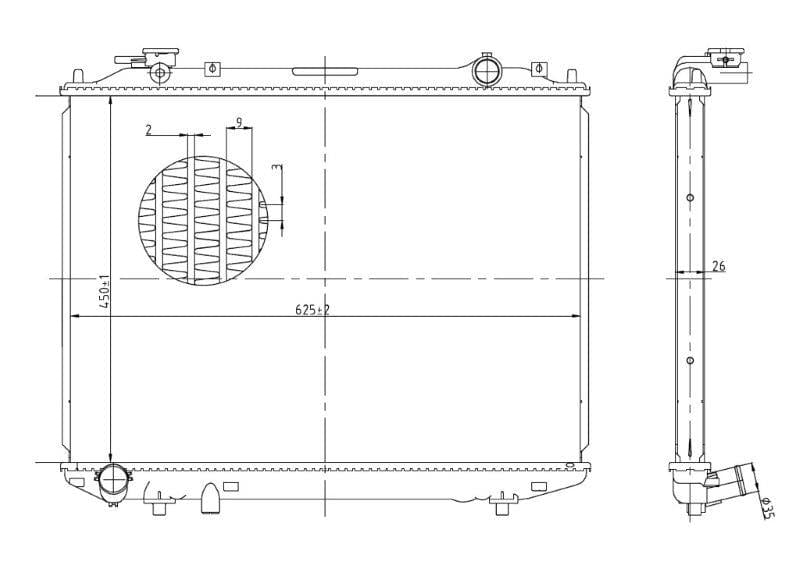 Radiator vir Ford Ranger, Courier & Mazda B-Reeks / BT-50 – R2, WL, WLT, WEAT, G6, 6V000 – 4x2 / 4x4 / Hi-Trail – Handmatig – 1986–2012