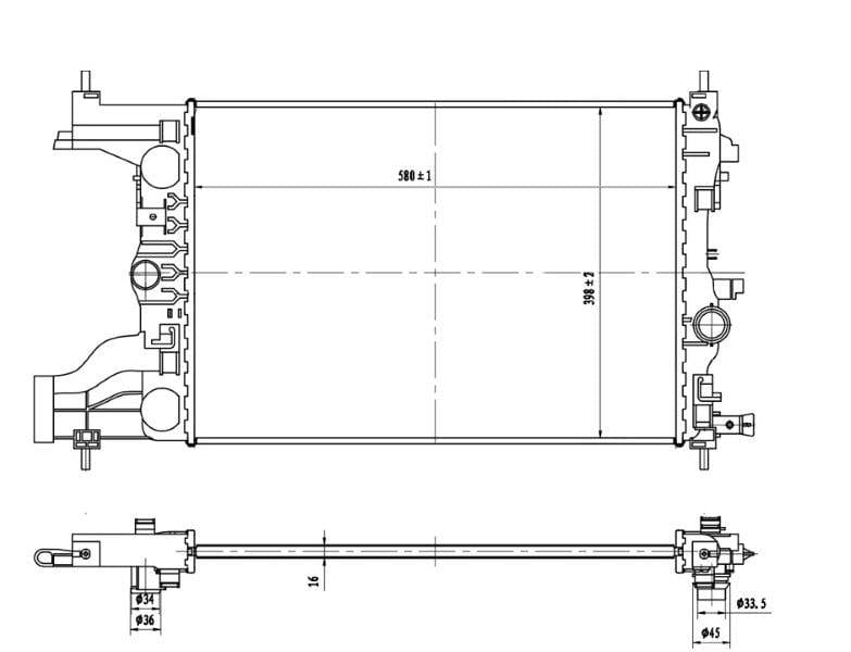 I-Radiator ye-Chevrolet Cruze 1.6 – F16D3 / F16D4 / LDE – Manual – 2009–Present
