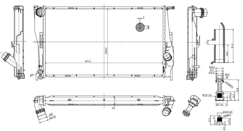 I-Radiator ye-BMW 1 Series (E87), 3 Series (E90/E91), X1 (E84) – Diesel – Manual/Auto – With Fittings – 2005–2015