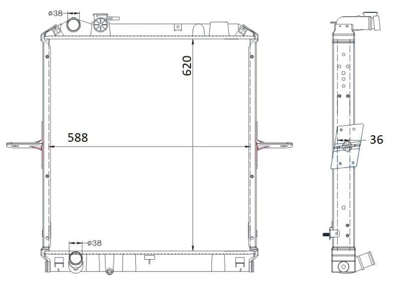 Radiator vir Isuzu NPR400 / NQR500T – 4HF1 / 4HE1-T – Handmatig – Geen lugversorging – Swaargewig – 1998–2008+