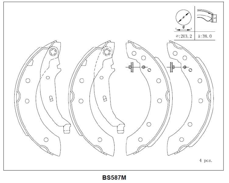Brake Shoe Set Rear Renault Clio II Logan Sandero Nissan NP200 & More BS587M