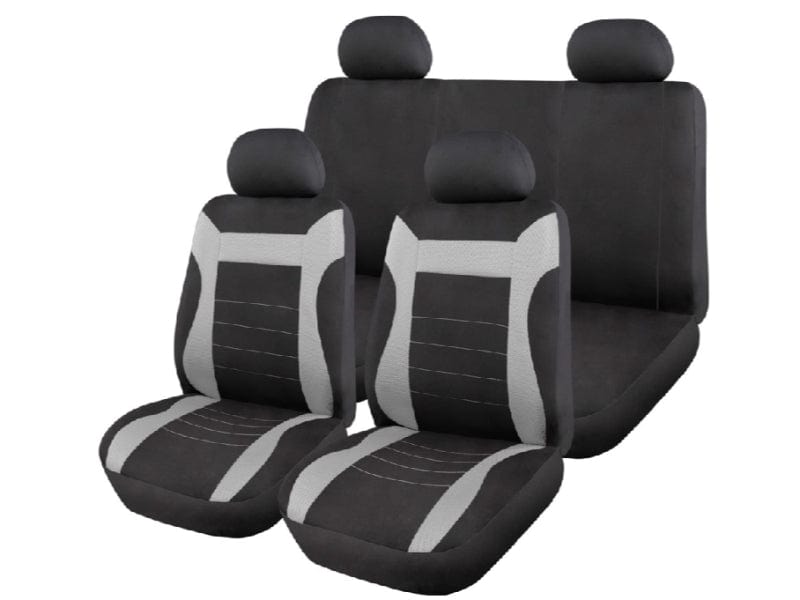 Melbourne 11-piece car seat cover set black/grey – universal fit SA92