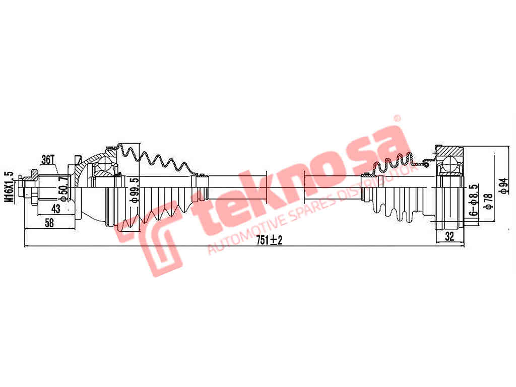 Qedela i-Driveshaft Front Right Seat Ibiza, VW Polo IV,Polo V 1.4, CDDA,CGGB,CLPA,BBZ,BLM