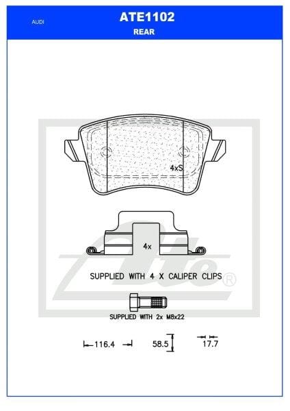 Brake Pads Rear Audi A4 08 16 A5 A6 08 18 Q5 13 (SET) (ATE1102)