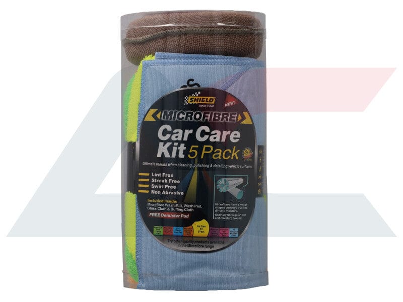 Shield Microfibre Car Care Kit 5 Pack Wash Mitt Glass Buff Demister South Africa SH285