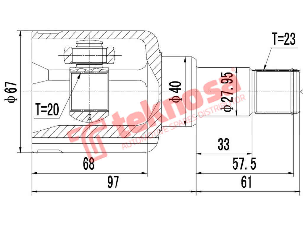 I-Inner CV Joint Front Left Ford Fiesta 2008> B-Max 2012> Figo 2015> (FD4013 )