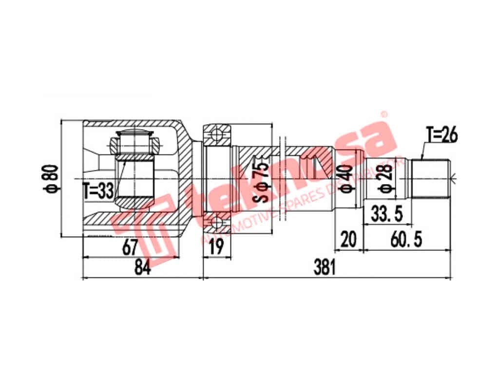 I-CV Yangaphakathi I-Joint Ford Focus EcoBoost 1.0 MK III (FD4025)