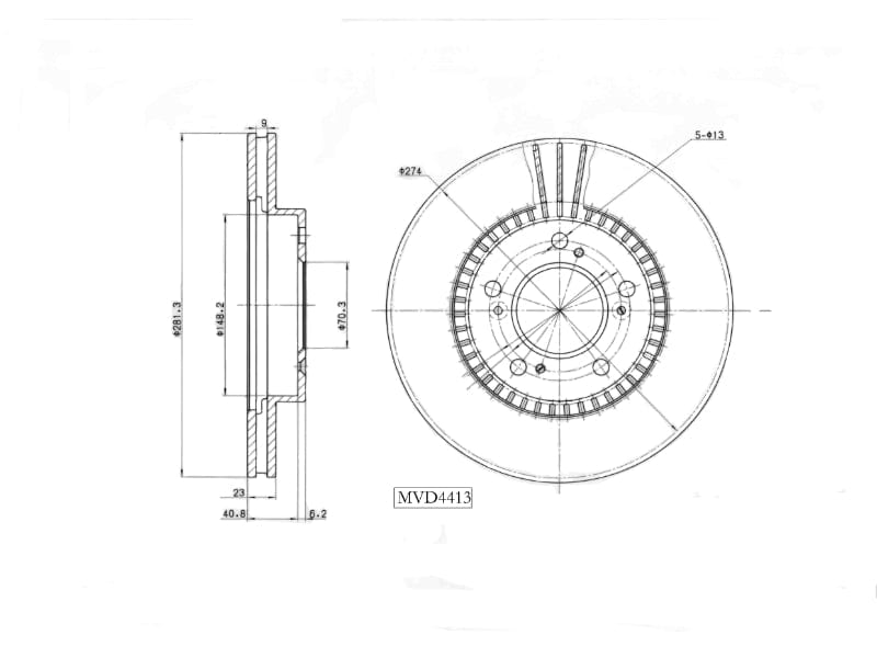 Remskyf Geventileerde Voor Honda HR-V 2004 Motopart (Mvd4945)