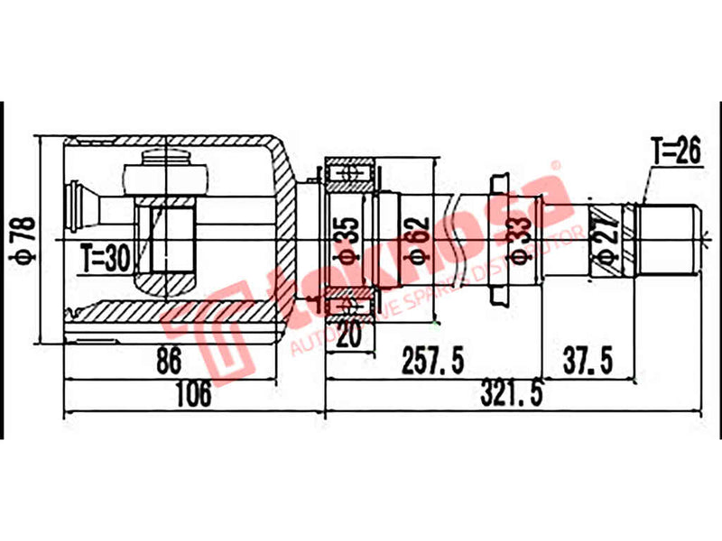 Cv Joint Inner Front Right Nissan Qashqai,NV200,Renault Clio (NI4029)