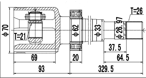 Inner C.V. Joint Renault Captur 1.5dCi 2013- Megane IV 1.6Sce 2015- (RN4021)