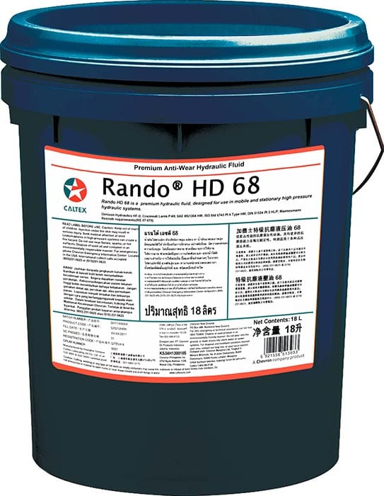 Caltex Rando HD 68 Hydraulic Oil ISO VG 68 20L South Africa 520212450