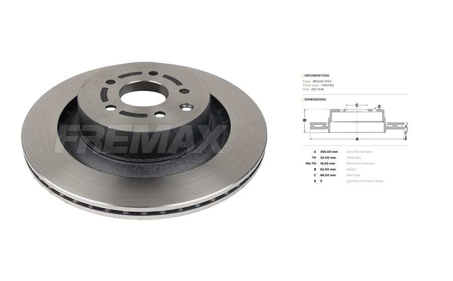 Rear vented brake disc 349x20mm for Nissan 370Z VQ37HR Akebono brake system South Africa fitment (BD4272)