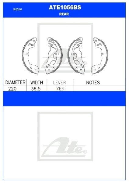 Rear brake shoes for Suzuki Ertiga 1.4 VVT 2012-2018 – South Africa fitment ATE1056BS