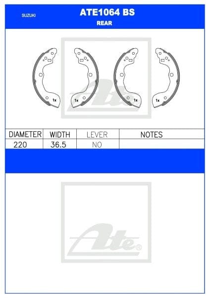 Rear brake shoes without levers for Suzuki Ertiga Swift SX4 Toyota Rumion – South Africa fitment ATE1064BS