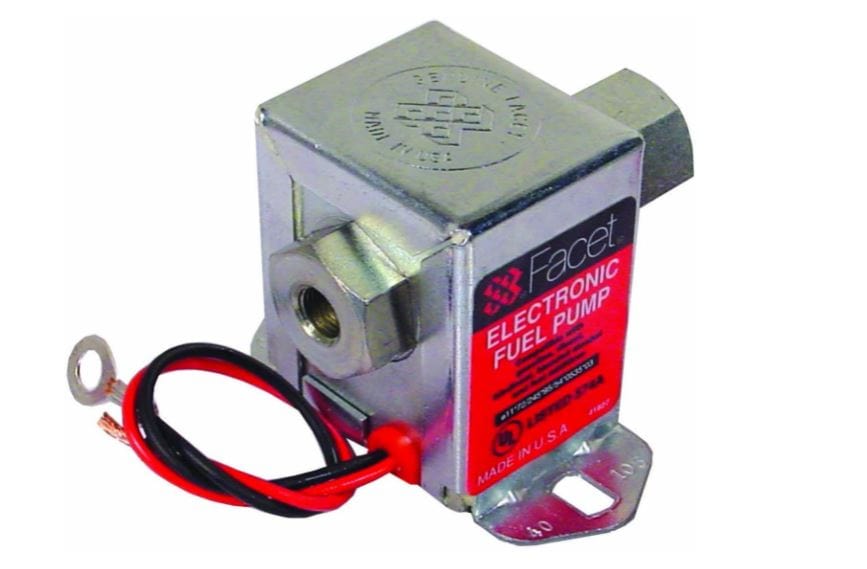 Facet 40164 24V Cube Fuel Pump – Upright View with NPT Ports