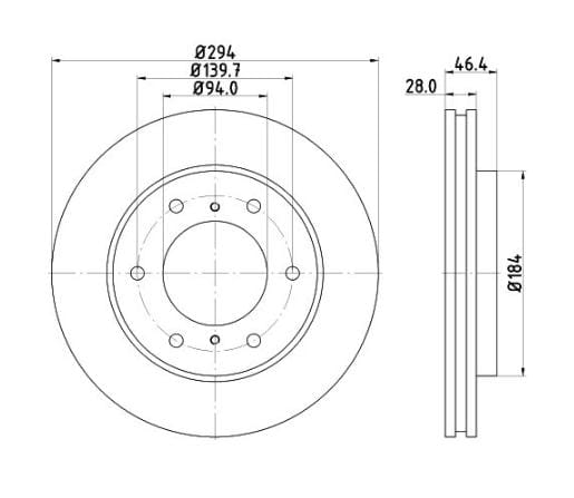 Front brake disc ventilated for Mitsubishi Pajero Sport 2.5D 4D56 HP 2013 on KH KG